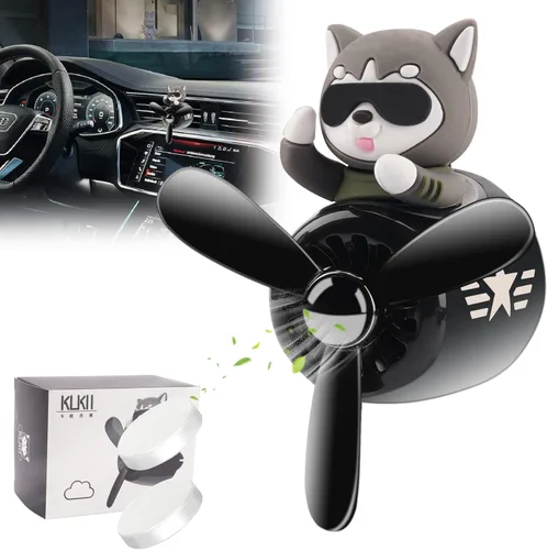 Miniatura 10 de Ambientador de aire para coche, lindo conejo de dibujos animados, piloto, difusor de coche, hélice giratoria, ventilador de salida de aire White