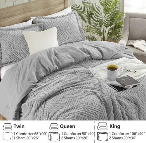 Miniatura 6 de Homelike Moment - Juego de edredón esponjoso tamaño individual, color gris, cálido, para cama individual, juego de ropa de cama para invierno
