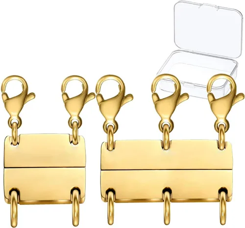 Miniatura 8 de Clysoru Collar con cierres y cierres para mujer, oro y plata, múltiples para separador en capas, cuentas extensoras de cadena, collares y pulseras