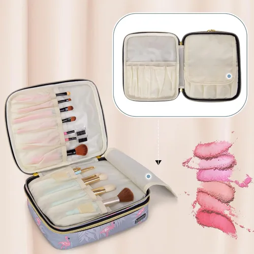 Miniatura 4 de Teamoy Estuche de brochas de maquillaje de viaje, organizador de brochas de maquillaje portátil, bolsa de cosméticos profesional con asa