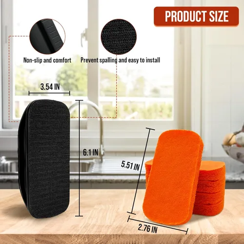 Miniatura 5 de Kit de limpieza de parrilla de 6 piezas para Blackstone, kit de limpieza de parrilla plana antiarañazos para cocina, 5 almohadillas de limpieza y 1
