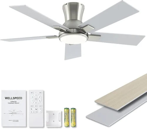 Miniatura 17 de Ventiladores de techo modernos con luces, ventilador de techo negro de 52 pulgadas para exteriores con luz y control remoto, motor CC reversible, 6