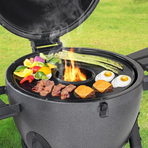 Miniatura 8 de Stanbroil Inserto redondo para parrilla Char-Griller AKORN Kamado de 20 pulgadas, revestimiento antiadherente, placa de placa de plancha plana