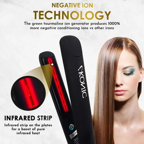 Miniatura 2 de iKonic Supernova - Plancha de cerámica de turmalina para el cabello y bolsa de viaje resistente al calor, plancha plana infrarroja, placas flotantes