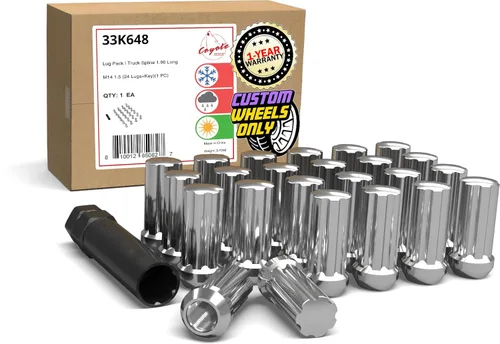 Miniatura 8 de Wheel Accessories Parts 24 tuercas de rosca M14x1.5 14x1.5 de 1.90 pulgadas de largo, 7 ranuras hexagonales para Chevy Silverado 1500 Ford F-150 GMC