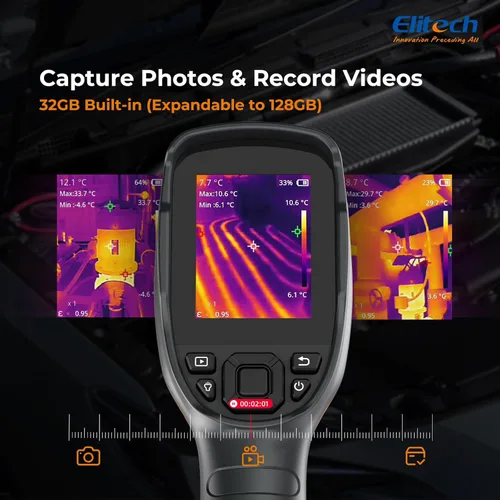 Miniatura 4 de Elitech Cámara de imágenes térmicas con resolución IR de 256 x 192, cámara infrarroja de mano para inspección del hogar y HVAC, grabación de video