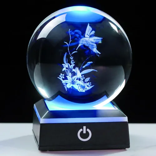 Miniatura 9 de Regalos de bola de cristal en 3D con delfines para mujeres, hombres y adultos, esfera de nieve con base LED, luz nocturna, delfines únicos grabados