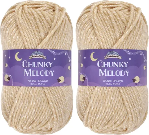 Miniatura 10 de JubileeYarn Chunky Melody - Hilo para tejer 100g/madeja, mezcla de lana gruesa, color maíz naranja - 2 madejas 15 Maíz Naranja