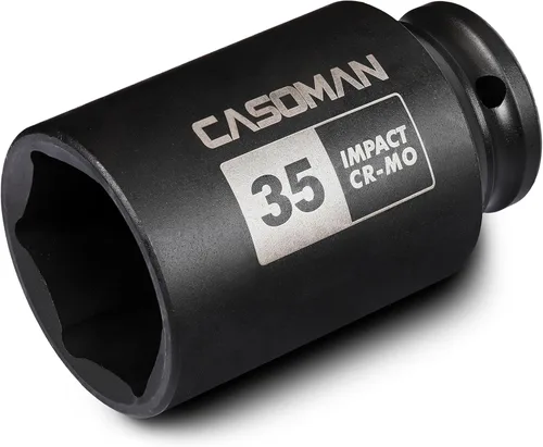 CASOMAN Enchufe de impacto de 6 PT de 1/2" x 1.378 in de profundidad, CR-MO, 1/2 pulgada de transmisión de 6 puntos para una fácil extracción de las
