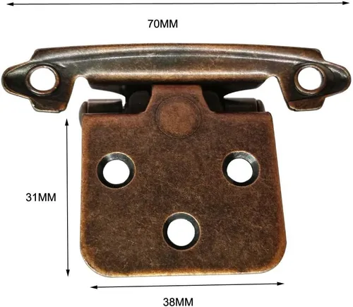 Miniatura 5 de Bisagra tradicional para gabinete, superposición variable, paquete de 10 unidades, bronce rojo aceitado