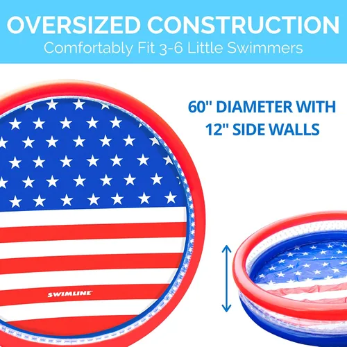 Miniatura 4 de SWIMLINE Americana - Piscina para niños de 3 anillos de 60 x 12 pulgadas, para niños y adultos, piscina de pelota y arena para exteriores