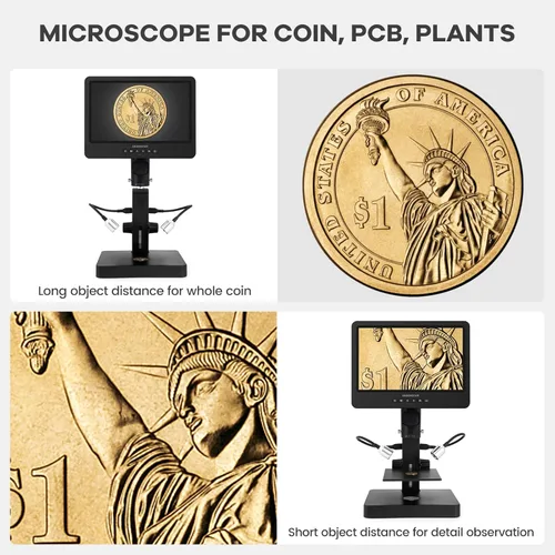 Miniatura 5 de Andonstar AD249S-P Microscopio digital HDMI de 10.1 pulgadas, grabación de video UHD de 4000 x 3 lentes 2160P, kit de microscopio biológico