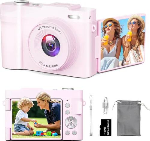 Miniatura 9 de Cámara digital 4K para fotografía con enfoque automático, cámara compacta de 50 megapíxeles con pantalla giratoria de 180°, zoom digital 16X, cámara