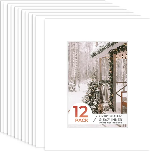 Miniatura 13 de Frametory, Marcos precortados negros de 5x7 pulgadas para fotos de 4x6 pulgadas, impresiones, obras de arte - Núcleo blanco con corte biselado