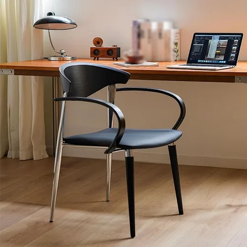 Miniatura 2 de sillas de comedor Wooden Dining Chairs, Mid-Century Modern Kitchen Chair with Curved Backrest and Metal Legs, Living Room Modern Kitchen(Blue)
