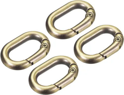 uxcell Anillo ovalado de resorte, clip de resorte redondo, hebilla de resorte para bolsos, monederos, llavero bronce