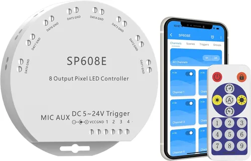 Miniatura 10 de PAUTIX Controlador de música LED Bluetooth 12 en 1, controlador de color completo SP630E, control de aplicación iOS/Andriod compatible con casi