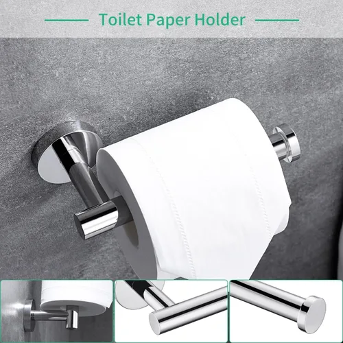 Miniatura 5 de Miyili BS01C4B - Juego de 4 piezas de accesorios de baño de acero inoxidable pulido montado en la pared, incluye toallero de 24 pulgadas, soporte