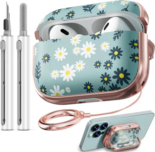 Miniatura 17 de Inesore Funda para AirPods Pro 3 2025 con cerradura, funda transparente floral para mujeres, compatible con Apple Airpods Pro de 3ª