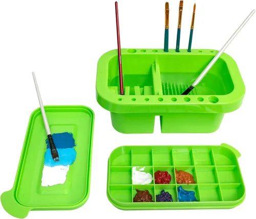 Miniatura 11 de MyLifeUNIT Limpiador de pinceles, soporte para pinceles y organizadores con paleta para acrílico, acuarela y pinturas a base de agua (gris)