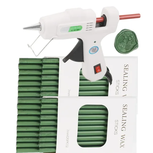 Miniatura 4 de 40 varillas de sellado de cera verde pino con pistola de pegamento de 0.28 pulgadas, juego de palos de sellado de cera de pistola de pegamento