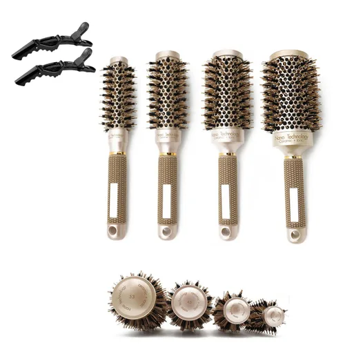 Miniatura 4 de Juego de cepillos redondos para secar con soplado, cepillos profesionales para peinar el cabello de las mujeres, cepillos térmicos duraderos
