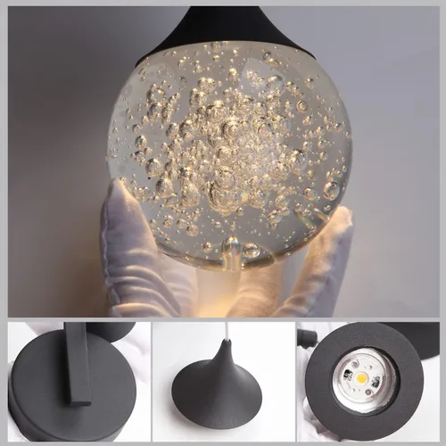 Miniatura 7 de Sedelan Lámpara de pared moderna para interiores, apliques de pared de cristal de burbujas, lámpara LED regulable de 5 W para sala de estar, Negro