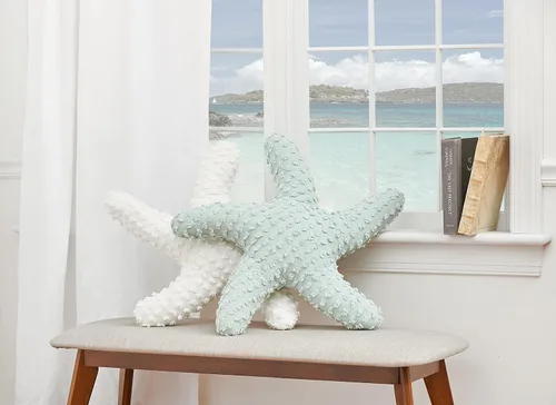 Miniatura 6 de C&F Home Almohada decorativa copetuda con forma de estrella de mar verde costera de 25 pulgadas, versátil náutico para verano, playa, hogar, sala