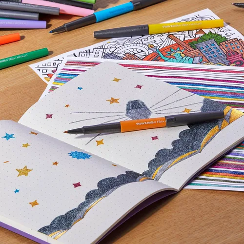 Miniatura 5 de Paper Mate Flair - Bolígrafos metálicos de punta de fieltro, colección City Lights, colores surtidos brillantes, tinta premium, 16