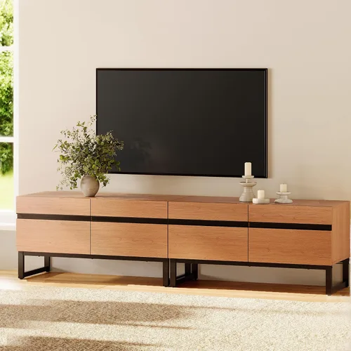 Miniatura 17 de WAMPAT Moderno soporte de TV para televisores de hasta 50 pulgadas, consola de TV con centro de entretenimiento con gabinete de almacenamiento