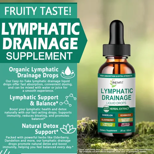 Miniatura 5 de Gotas de drenaje linfático orgánico Suplemento de drenaje linfático 17 en 1 Equinácea, saúco, diente de león Drenaje linfático liposomal