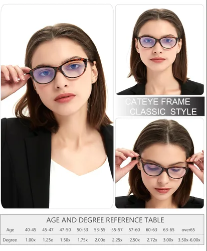 Miniatura 6 de EYEURL Lentes de lectura con diseño de ojo de gato para mujer, bloqueo de luz azul, paquete de 4 unidades, para lectura a la moda, antifatiga