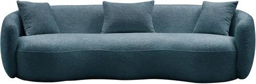 Miniatura 8 de Moderno sofá curvado de 4 asientos en tela transpirable 93.6 pulgadas de ancho elegante sofá de sala de estar con marco de madera maciza