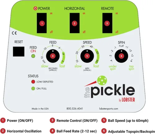 Miniatura 4 de Lobster Sports Pickleball Machine – Full-Featured – Adjustable Topspin, Backspin, & Lobs, Random Oscillation, Ball Speed (20-60MPH), Lightweight &