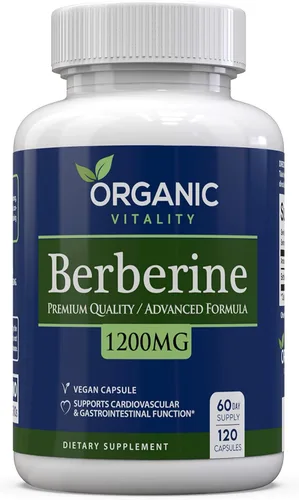 Suplemento prémium de berberina HCL – 1200 mg de berberina por porción – 120 cápsulas veganas – Apoya un estilo de vida saludable