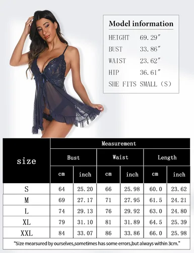 Miniatura 8 de Queenfox Lencería para mujer, camisón de encaje sexy para mujer