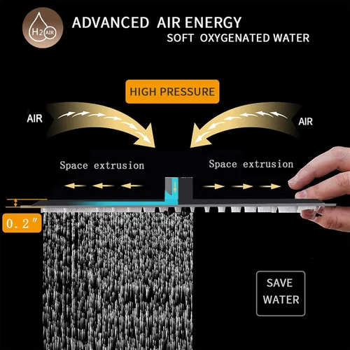 Miniatura 3 de BESy Cabezal de ducha de lluvia de 16 pulgadas, cabezal de ducha de baño de acero inoxidable cuadrado de lluvia de 16" y alta presión, ultra delgado