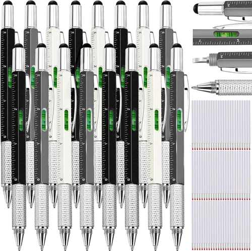 Miniatura 9 de Zhanmai 16 Piezas Bolígrafos Multiherramienta 6 en 1 Juego de Bolígrafos Multi-herramienta con Repuestos para Regalos de Cumpleaños de Hombres
