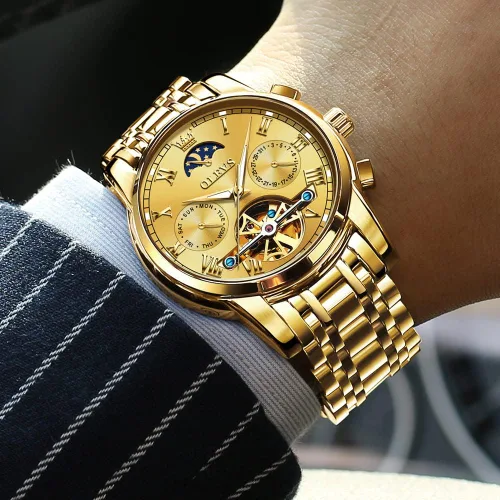 Miniatura 18 de OLEVS Relojes automáticos para hombre, esqueleto mecánico, de lujo, a la moda, reloj de pulsera luminoso impermeable