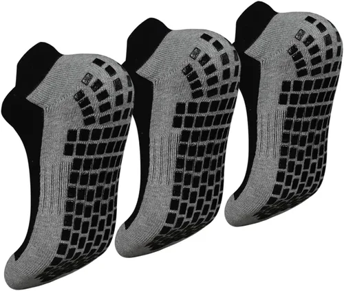 ELUTONG Calcetines antideslizantes para hombre, 3 pares de azulejos de madera, con agarre pegajoso, para yoga, pilates, entrenamiento, hospital
