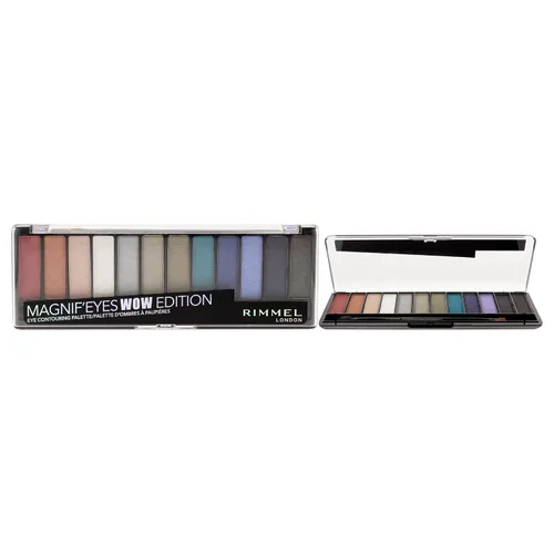 Miniatura 10 de Rimmel London Magnif'Eyes Paleta de sombras de ojos, 12 tonos, fórmula mezclable, versátil, 010, tormenta eléctrica, 0.5 onzas