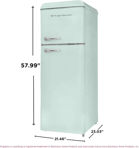Miniatura 6 de Frigidaire, Refrigerador RETRO de 2 puertas tamaño apartamento con congelador superior, asas cromadas, 7.5 pies cúbicos, VERDE