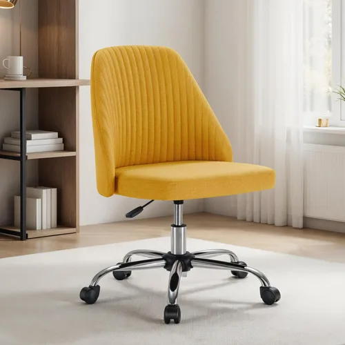 Simple Deluxe Silla de escritorio de oficina sin brazos, moderna y bonita, silla giratoria cómoda, sillas de oficina en casa con ruedas, altura