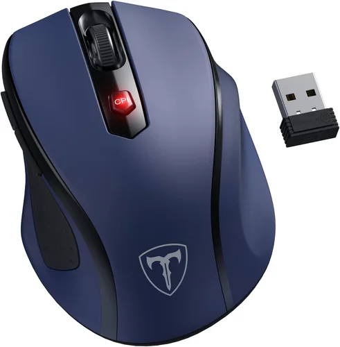 Miniatura 14 de HOTWEEMS Ratón Inalámbrico, Ratón de Computadora D-09 USB Ratones Inalámbricos para Laptop, Ergo Grips, Lightspeed 5 Niveles 2400 DPI, Batería de 16