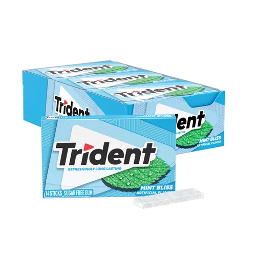 Goma de mascar Trident Mint Bliss sin azúcar, 12 paquetes de 14 piezas (168 piezas en total)