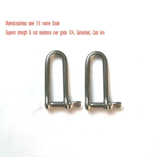 Miniatura 2 de JY-Marine - Abrazadera de carga de grillete largo en D de acero inoxidable para cadenas, cuerda de paracaídas de levantamiento de cuerda