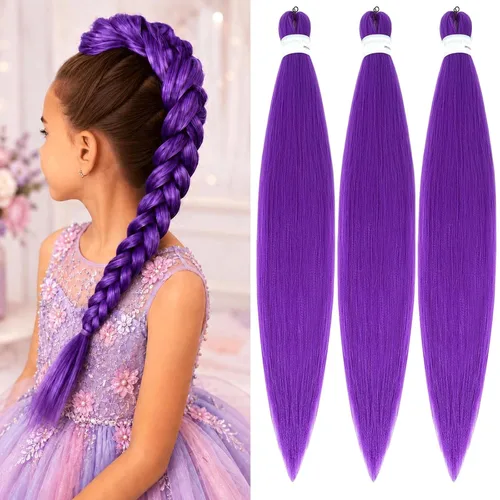Miniatura 21 de Extensiones de cabello trenzado preestiradas para mujer, trenzas de caja, suave, sintético, sin nudos, textura Yaki, ajuste de agua caliente
