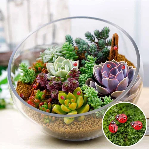 Miniatura 6 de 120 piezas Mariposas Luminosas Mini, Miniaturas de Mariquitas en Resina, Figuras de Animales que Brillan en la Oscuridad para Jardín de Hadas, Casa