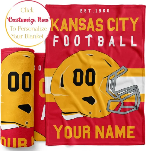 Miniatura 41 de Manta personalizada para fanáticos del fútbol americano – Se envía al día siguiente – Hecha en Estados Unidos – Manta de vellón personalizada