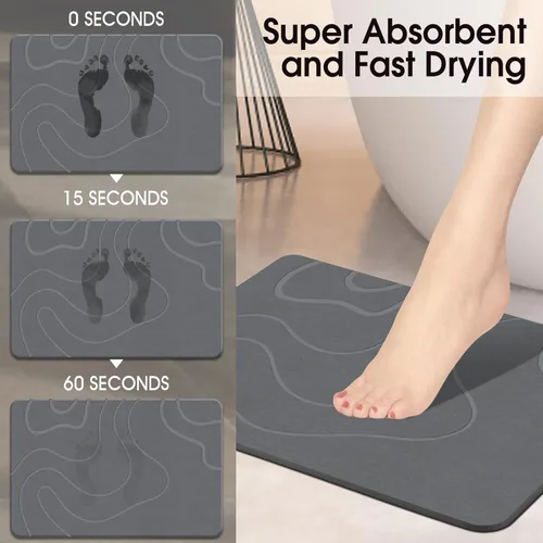 Miniatura 3 de ZIKIBL Stone Bath Mat Diatomaceous Earth Shower Mat Non-Slip Super Absorbent Diatomite Stone Mats for Bathroom Floor Quick-Drying Easy to Clean